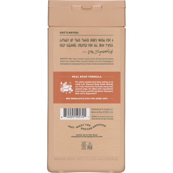 Dr. Squatch Men's Natural Wood Barrel Bourbon Body Wash