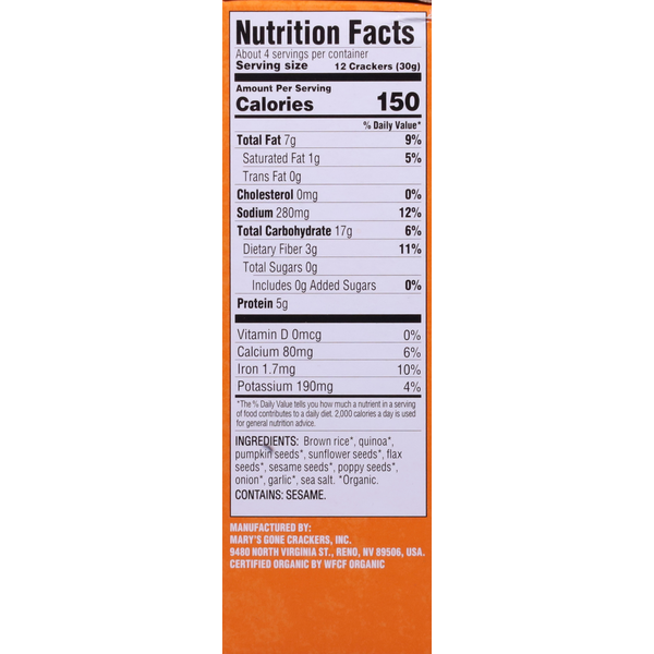 Mary's Gone Crackers Organic Super Seed Everything Crackers