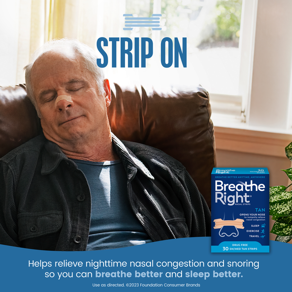 Breathe Right Nasal Strips, Small/Medium, Tan
