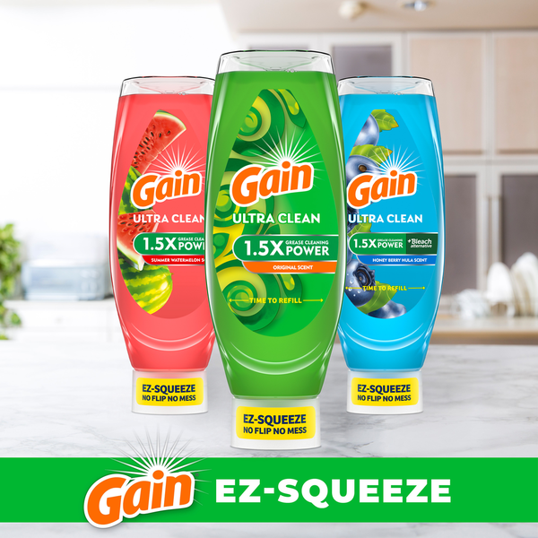 Gain Ultra EZ-Squeeze Dish Soap Liquid, Summer Watermelon