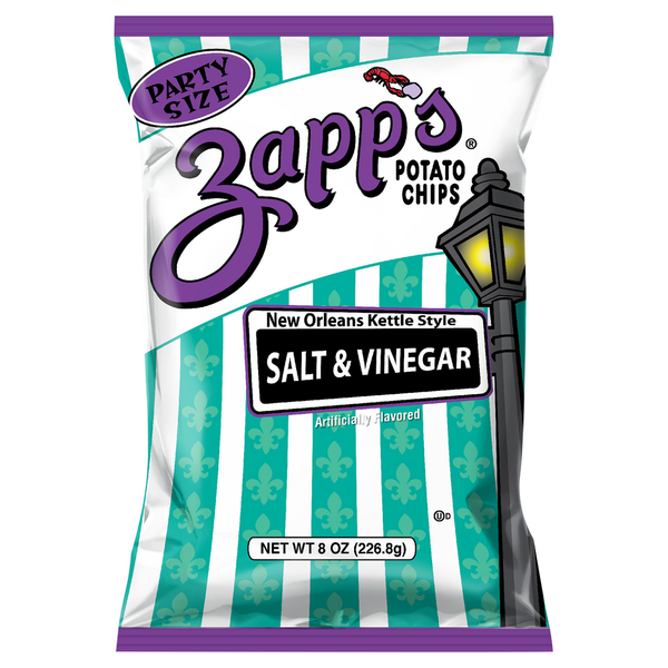 Zapp's Potato Chips, Salt & Vinegar, New Orleans Kettle Style, Party Size