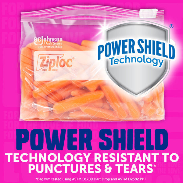 Ziploc Storage Slider Quart Bags, Power Shield™ Technology, Expandable Bottom