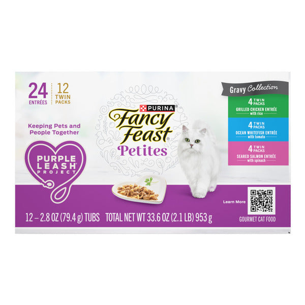 Purina Fancy Feast Gourmet Wet Cat Food , Petites Gravy Collection, break-apart tubs, 24 servings