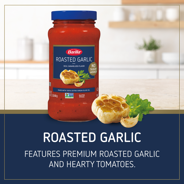 Barilla Pasta Sauce Roasted Garlic - No Added Sugar - Non-GMO, Gluten Free, Kosher