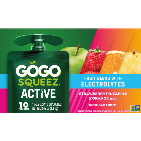 GoGo Squeez Active Electrolyte Strawberry Pineapple & Orange Fruit Blend