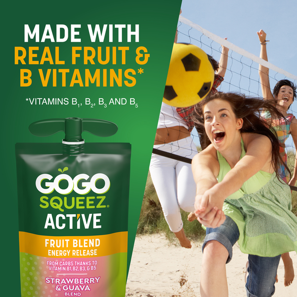 GoGo Squeez Active Energy No Sugar Added Tropical Fruit Blend Pouches, 3.9 oz (4 Pack)