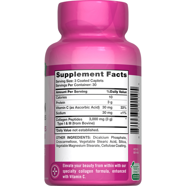 Nature's Truth Hydrolyzed Collagen 3,000 mg plus C, Caplets