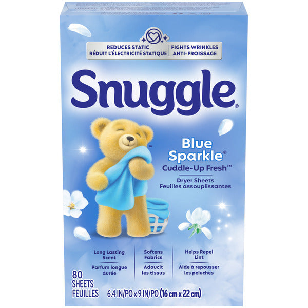 Snuggle Fabric Softener Dryer Sheets, Blue Sparkle, 80 Count