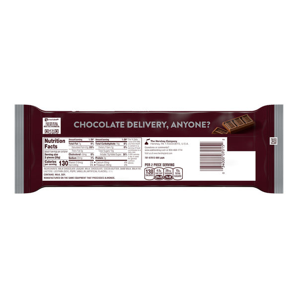 Hershey's Milk Chocolate Snack Size, Candy Bars, .45 oz (8 Count)