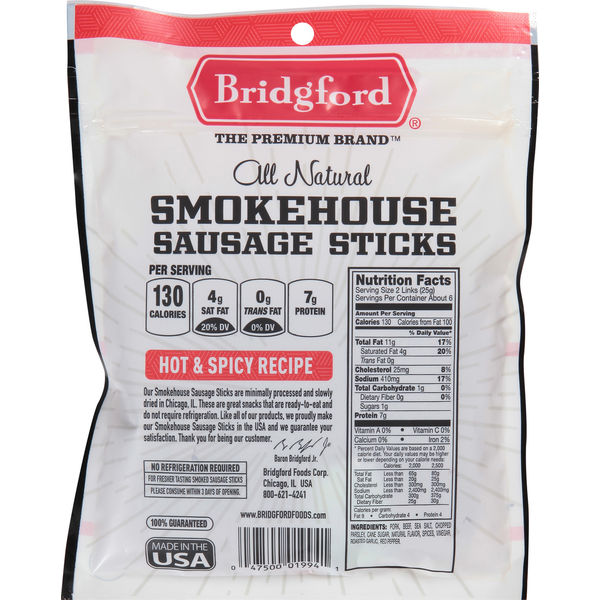 Bridgford Sausage Sticks, Smokehouse, Hot & Spicy Recipe