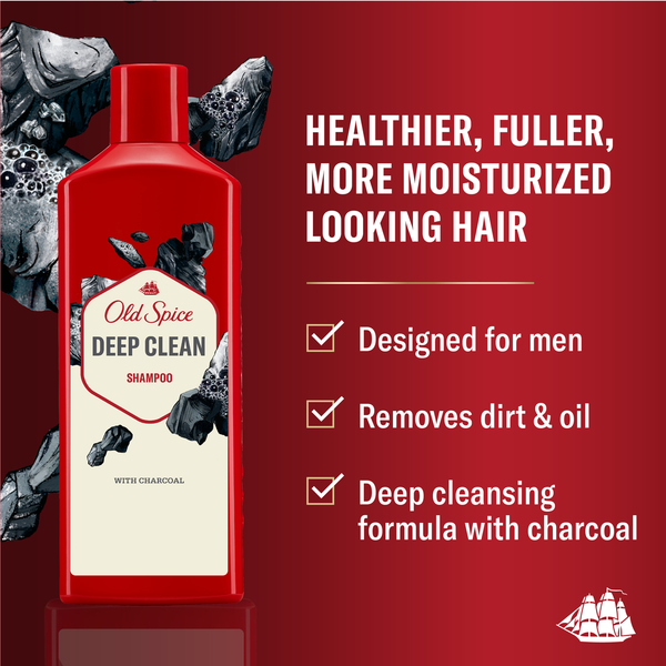 Old Spice Deep Clean Shampoo for Men with Charcoal, Fresh and Clean Scent