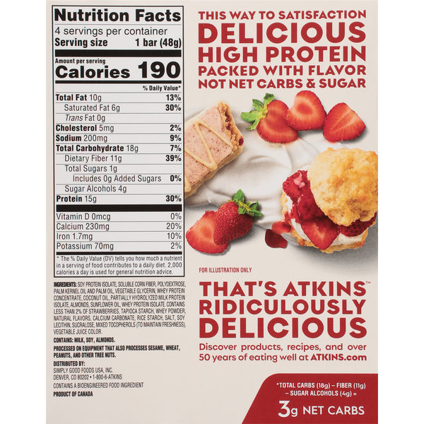 Atkins Strawberry Shortcake High Protein Bar