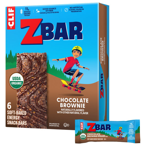 ZBAR Chocolate Brownie, Soft-Baked Energy Snack Bars, Organic Granola Bars 7.62 oz