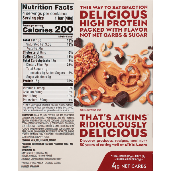 Atkins Chocolate Peanut Butter Pretzel High Protein Bar