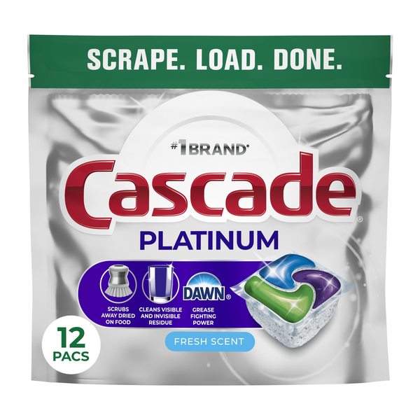 Cascade Platinum Dishwasher Pods, Fresh