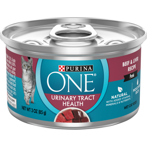 Purina ONE Urinary Tract Health, Natural Pate Wet Cat Food, Urinary Tract Health Beef & Liver Recipe