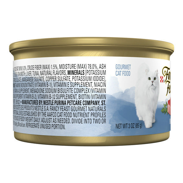 Purina Fancy Feast Grain Free Wet Cat Food Pate Gourmet Naturals Trout and Tuna Recipe
