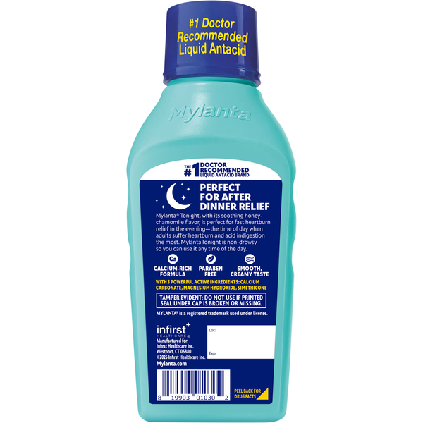Mylanta Tonight Liquid Antacid + Anti-Gas, Soothing Honey Chamomile