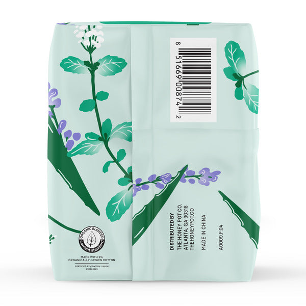 The Honey Pot Company 100% Organic Cotton Cover Cooling Herbal Infusion Super Pads