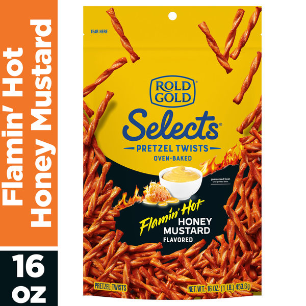 ROLD GOLD Selects Pretzels Twists Oven Baked Flamin' Hot Honey Mustard Flavored