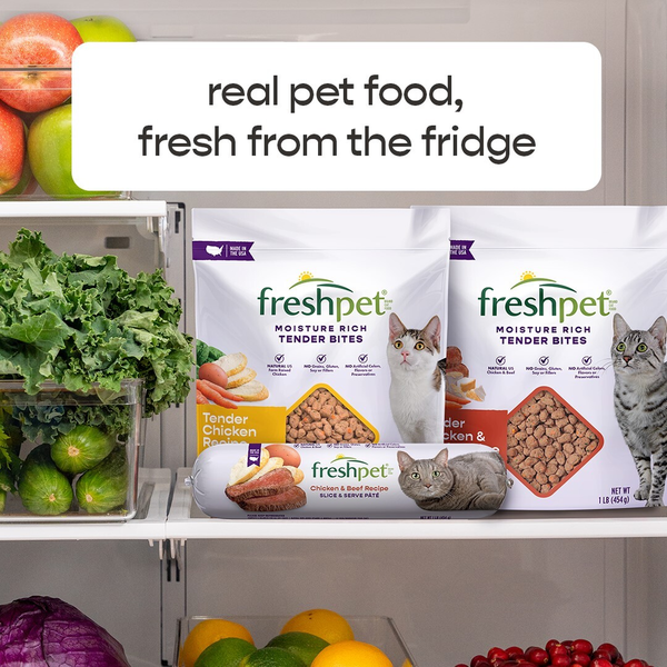 Freshpet Fresh Cat Food, Moisture Rich Tender Bites, Tender Chicken Recipe