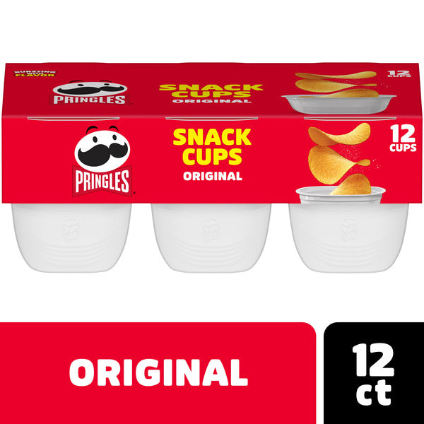 Pringles Snack Cups Original Potato Crisps Chips, Lunch Snacks, Snack Cups, 12 Count