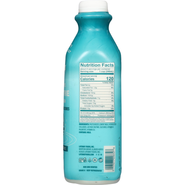 Lifeway Probiotic Smoothie + Collagen, Lactose Free, Plain, Unsweetened