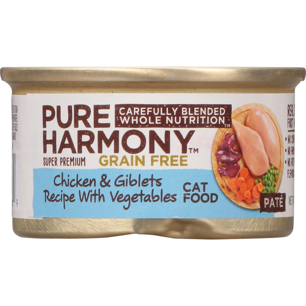 Pure Harmony Cat Food, Super Premium, Grain Free, Chicken & Giblets Recipe with Vegetables, Pate