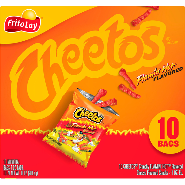 Cheetos Cheese Flavored Snacks, Flamin' Hot Flavored, Crunchy