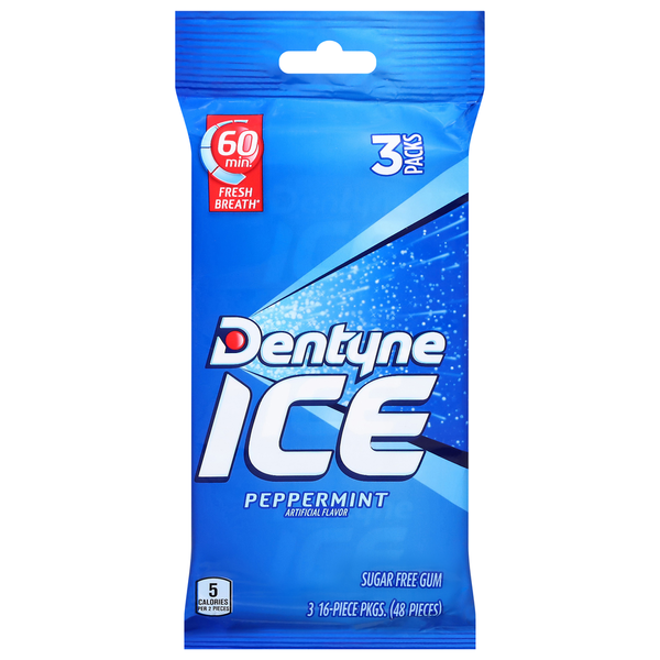 Dentyne Gum, Sugar Free, Peppermint, 3 Packs