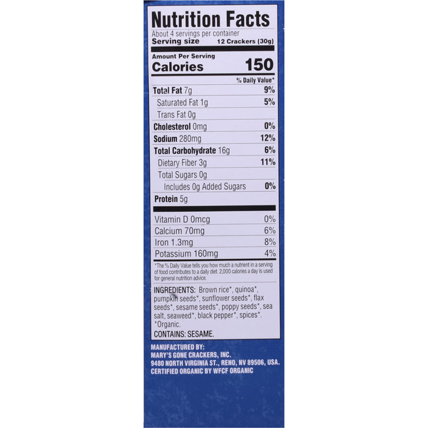 Mary's Gone Crackers Crackers, Organic, Super Seed, Classic