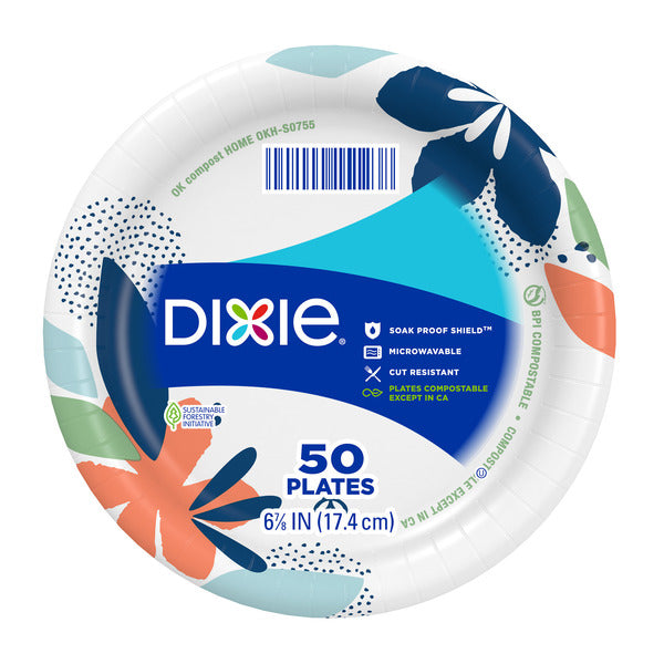DIXIE Paper Plates, 6.8 Inch Dessert or Snack Plate (Design May Vary)