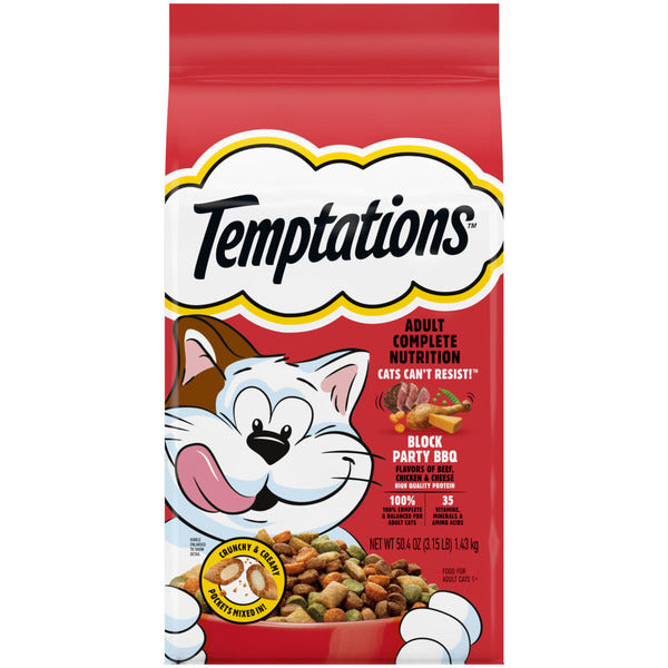 TEMPTATIONS Complete Nutrition Block Party BBQ Flavor Adult Dry Cat Food