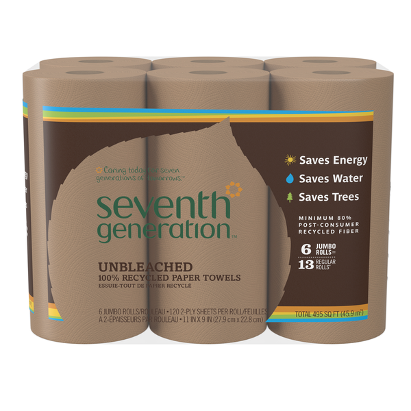 Seventh Generation Paper Towel Rolls Unbleached Chlorine Free