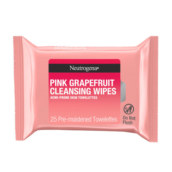 Neutrogena Oil-Free Facial Cleansing Wipes, Pink Grapefruit, 25 ct
