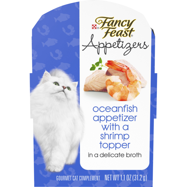 Purina Fancy Feast Wet Cat Food Complement, Appetizers Oceanfish With a Shrimp Topper in Broth