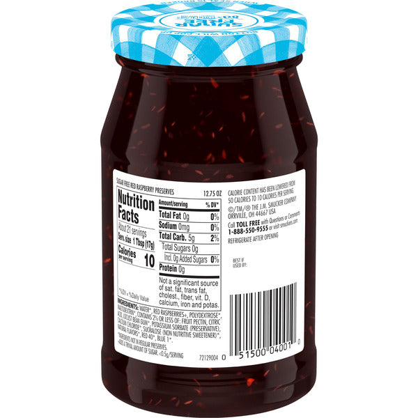 Smucker's Sugar Free Red Raspberry Preserves Sweetened with Splenda