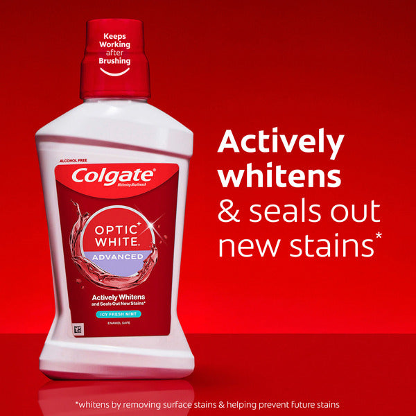 Colgate Optic White Whitening Mouthwash, Alcohol Free, Icy Fresh Mint