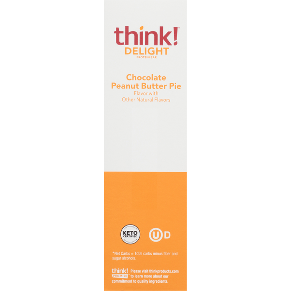 think! Keto Chocolate Peanut Butter Pie Protein Bars
