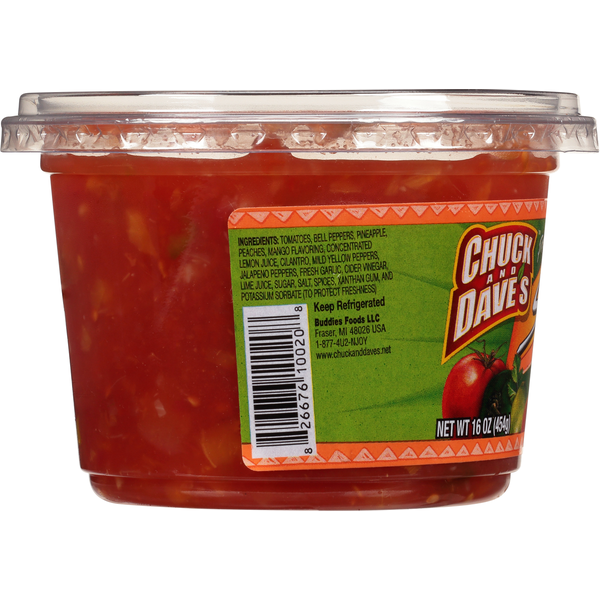 Chuck and Dave's Salsa, Premium, Peach Mango, Mild