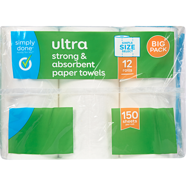 Simply Done Paper Towels, Strong & Absorbent, Ultra, 2-Ply, Big Pack