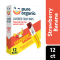 Pure Organic Strawberry Banana Layered Fruit Bars, Gluten Free, 12 Count