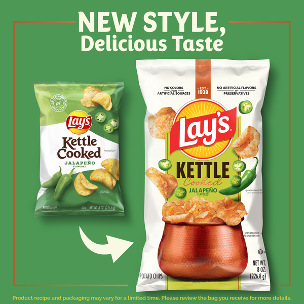 Lay's Kettle Cooked Potato Chips, Jalapeno Flavored