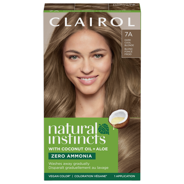 Clairol 7A Dark Cool Blonde Zero Ammonia Vegan Hair Color with Coconut Oil + Aloe