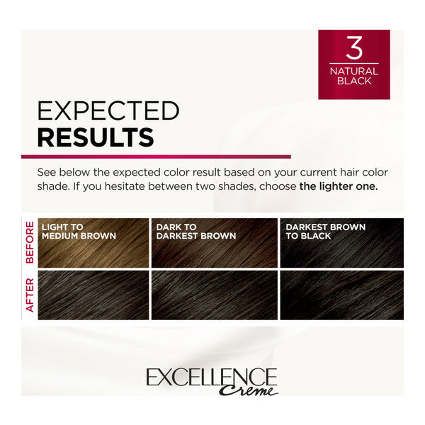 L'Oreal Creme Permanent Triple Care Hair Color, 3 Natural Black