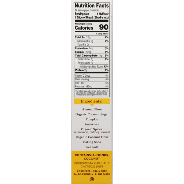 Simple Mills  Almond Flour Pumpkin Muffin & Bread Baking Mix