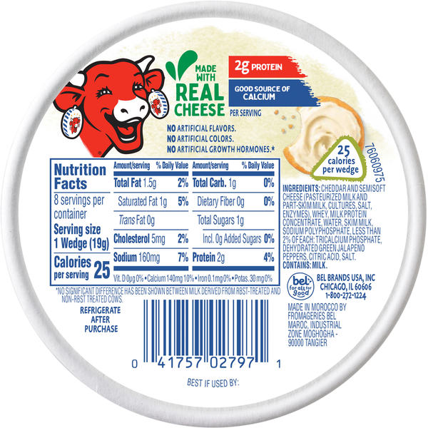 The Laughing Cow Spreadable Jalapeno Cheese Wedges