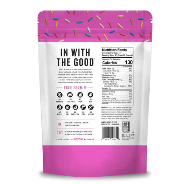 The Safe + Fair Food Company Birthday Cake Granola