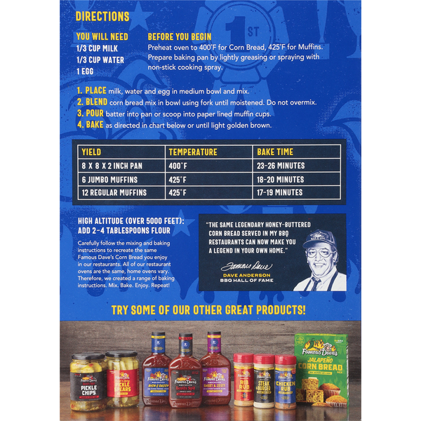 Famous Dave's Corn Bread Mix, Original Recipe