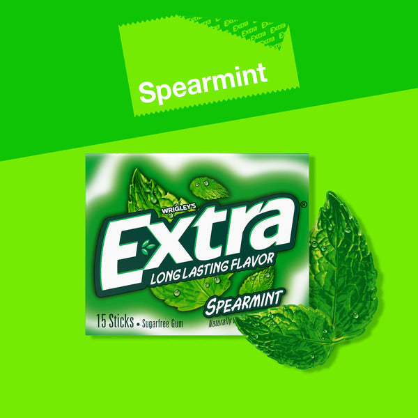Extra Gum Spearmint Sugar Free Chewing Gum Single Pack Stick